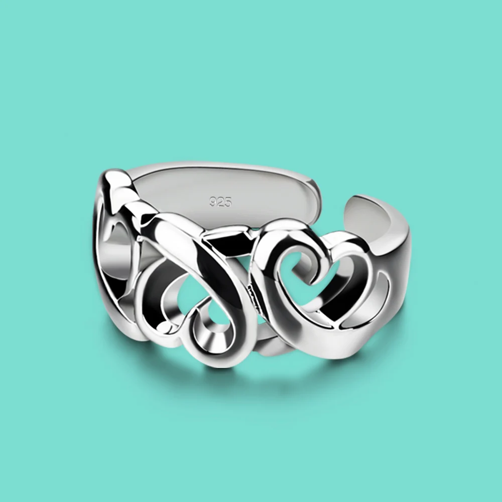 100% Кольцо из серебра 925 для женщин креативное необычное кольцо в форме сердца