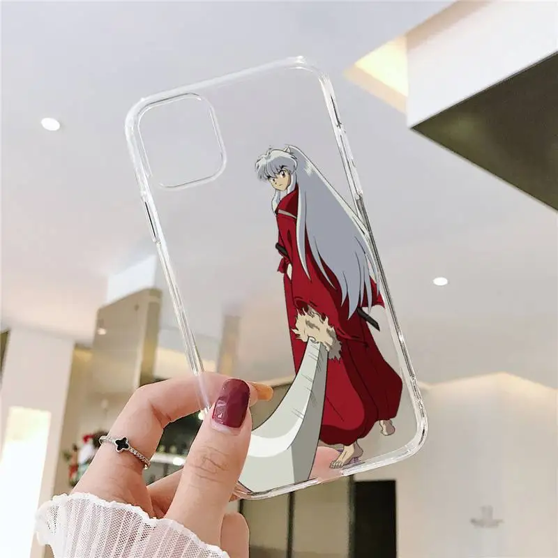 

Inuyasha anime love cute cartoon Phone Case Transparent for iPhone 6 7 8 11 12 s mini pro X XS XR MAX Plus SE cover funda