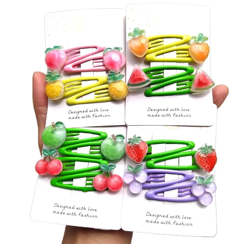 

2 PCS New Sequined Grape Peach Kids Hairpins Lovely Baby Hair Clips Headdress Girls Hair Accessories Children Headwear