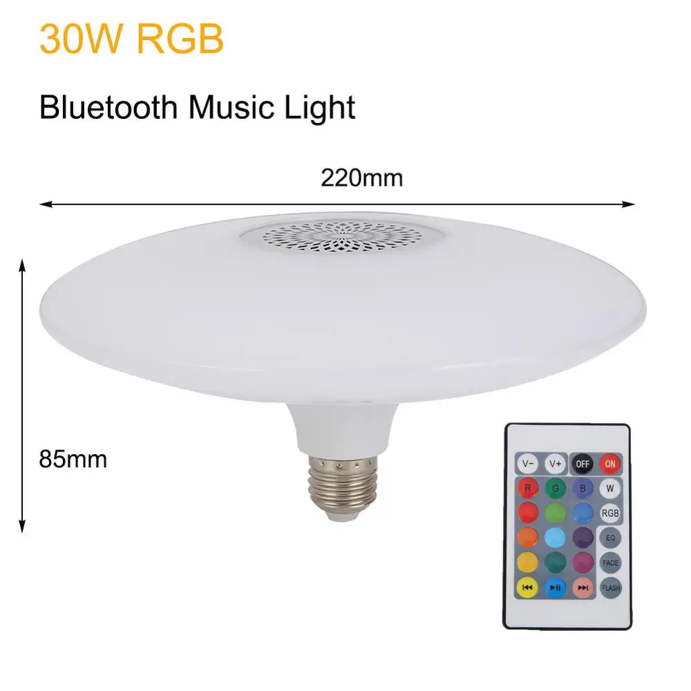 30 Вт RGB работы при прослушивании музыки по Bluetooth светодиодный лампа светильник