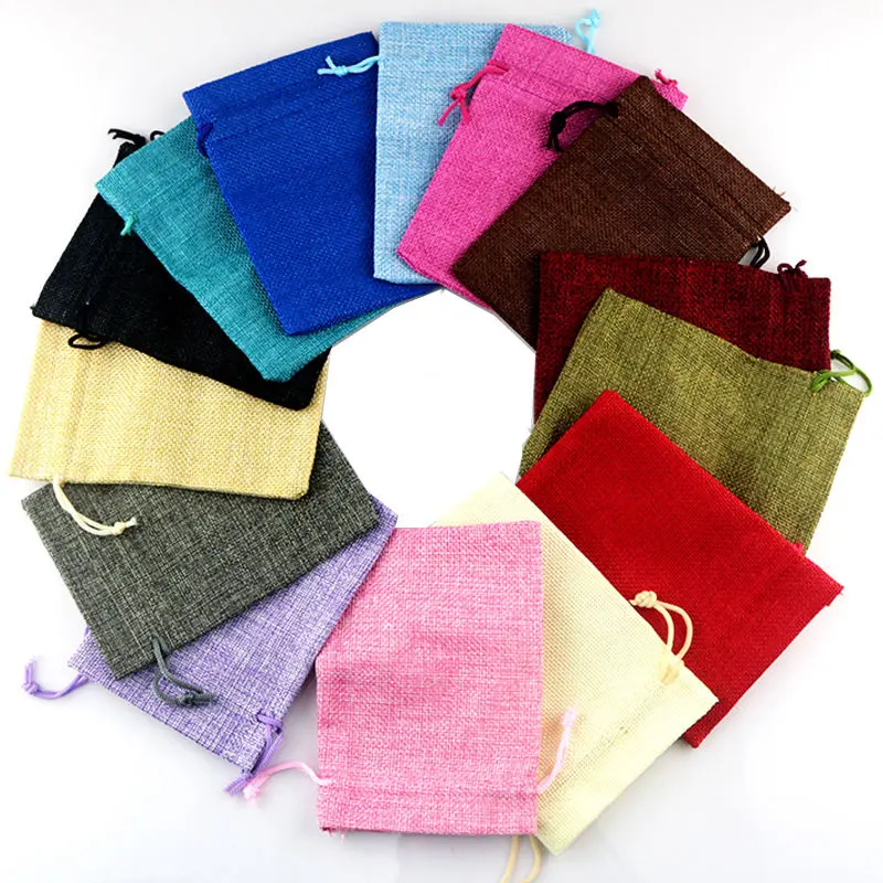 10 шт джутовые сумки с кулиской из джута свадебные сувениры винтажный мешочек для