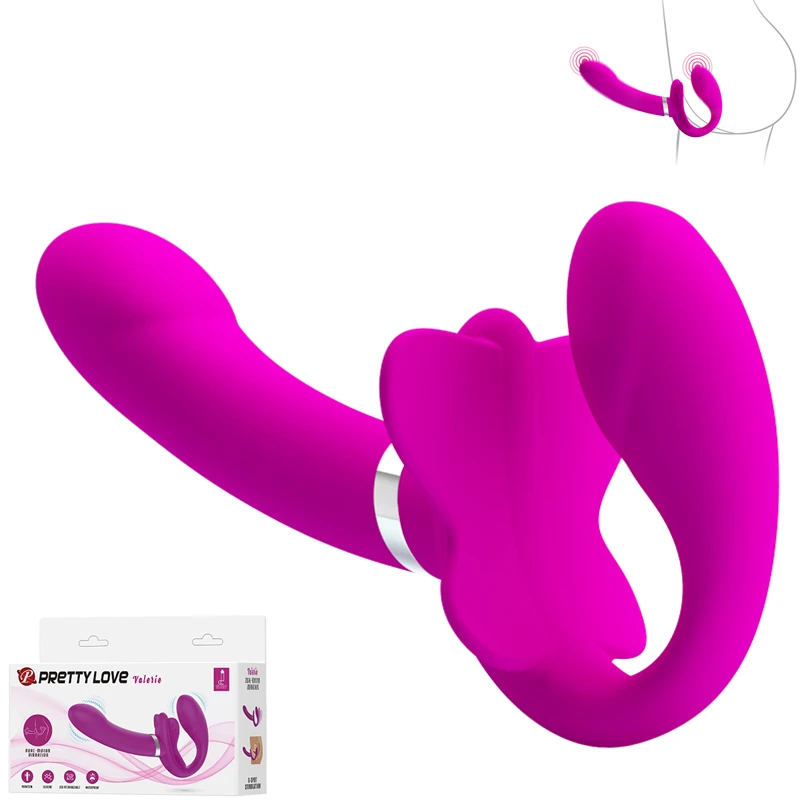 

12 Speeds Double Vibrating G-Spot Clitoris Vibrators Wear Strapless Strapon Dildo Anal Plug Sex Toys for Women Lesbian Couples