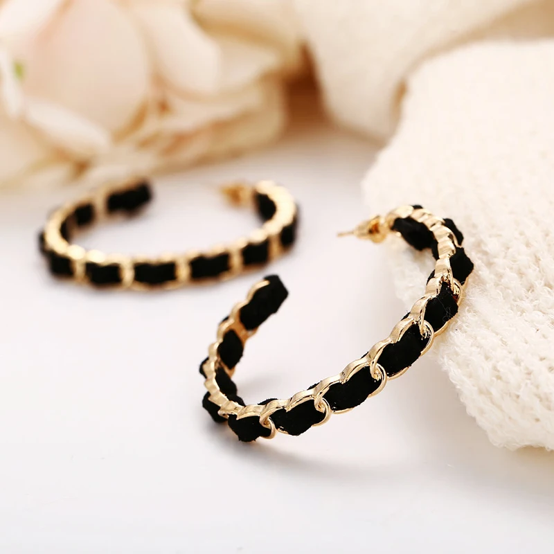 Серьги-кольца в стиле панк элегантные висячие украшения для ушей Круглые черного