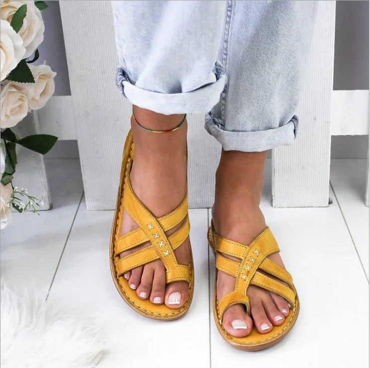 

Gladiator Sandals Women Comfy Slippers 2021 Fahion Roman Wedge Sandals Low Heels Beach Shoes Casual Flip Flops Sandalia Feminina