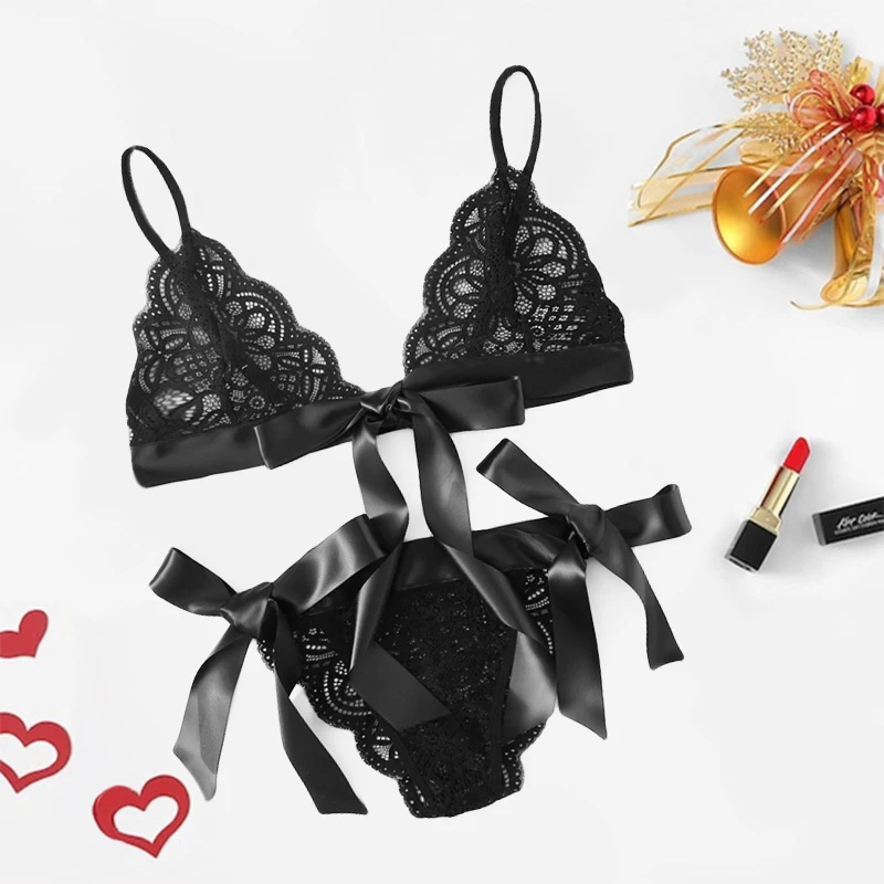 Femme сексуальный комплект нижнего белья пуш-ап бюстгальтер и трусики кружевного