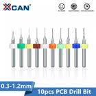 XCAN карбидные сверла PCB 10 шт. 0,3-1,2 мм 18 хвостовик мини сверла набор