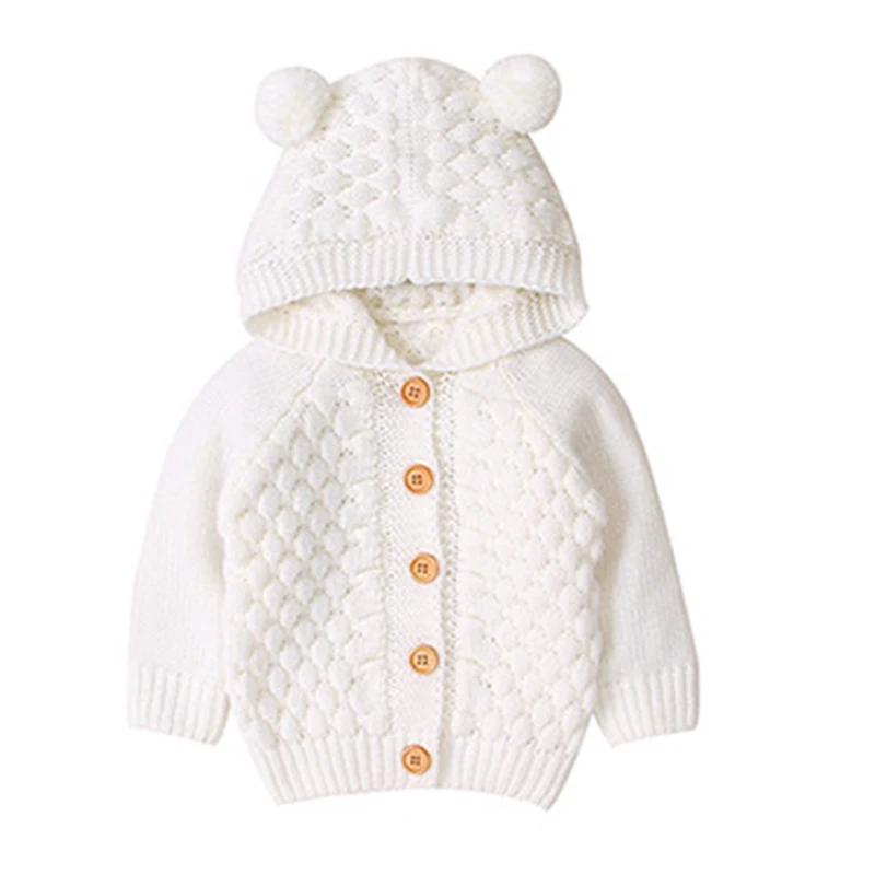 

New 2020 Baby Boy Girl Autumn Winter Warm Newborn Baby Long Sleeve Hooded Jacket Infant Boys Girls Knitted Cardigan Coat