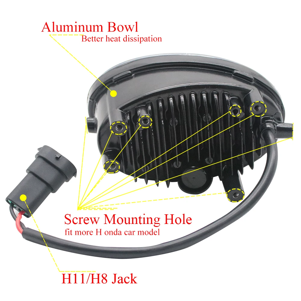 Pair Car LED Fog Lights Cut-Line Lens White + Yellow Double Colors Headlight Lamp for Honda Fit Sport North America GD 2007 2008 |