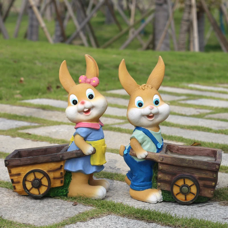 New Big garden courtyard villa gardening flower pot cartoon animal large rabbit resin creative flower pot decoration ornaments