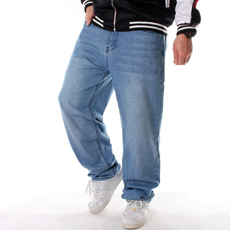 Vogue Streetwear Men Jeans Loose Fit Retro Blue Vintage Jeans Straight Denim Pants Homme Korean Hip Hop Wide Leg Long Trousers