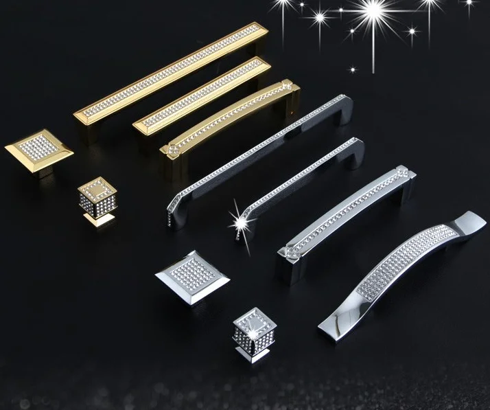 Модная Роскошная стеклянная Бриллиантовая мебель ручки для декорирования