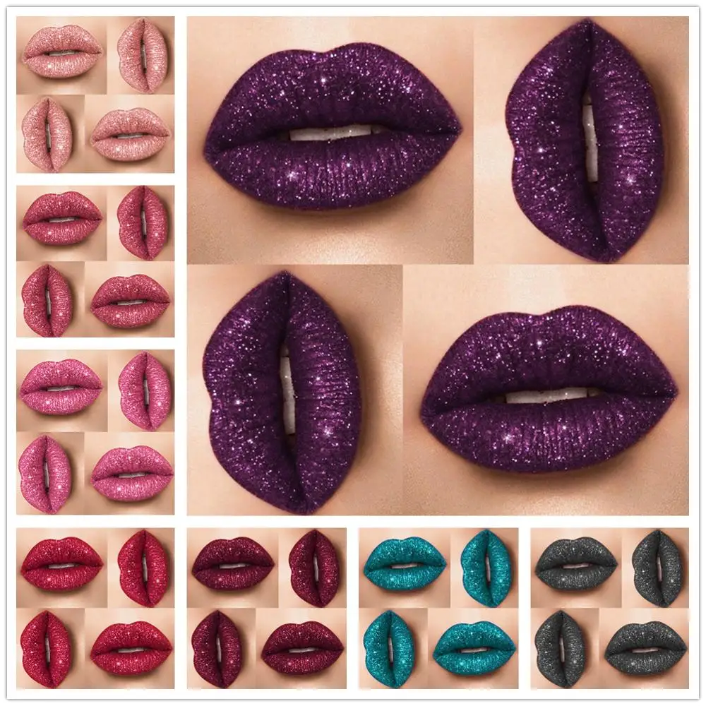 Glitter Lip Gloss Shimmer Lips Makeup Waterproof Lasting Tint Nightclub Sexy Metal Plumper Tattoo Liquid Lipstick Cosmetic | Красота и