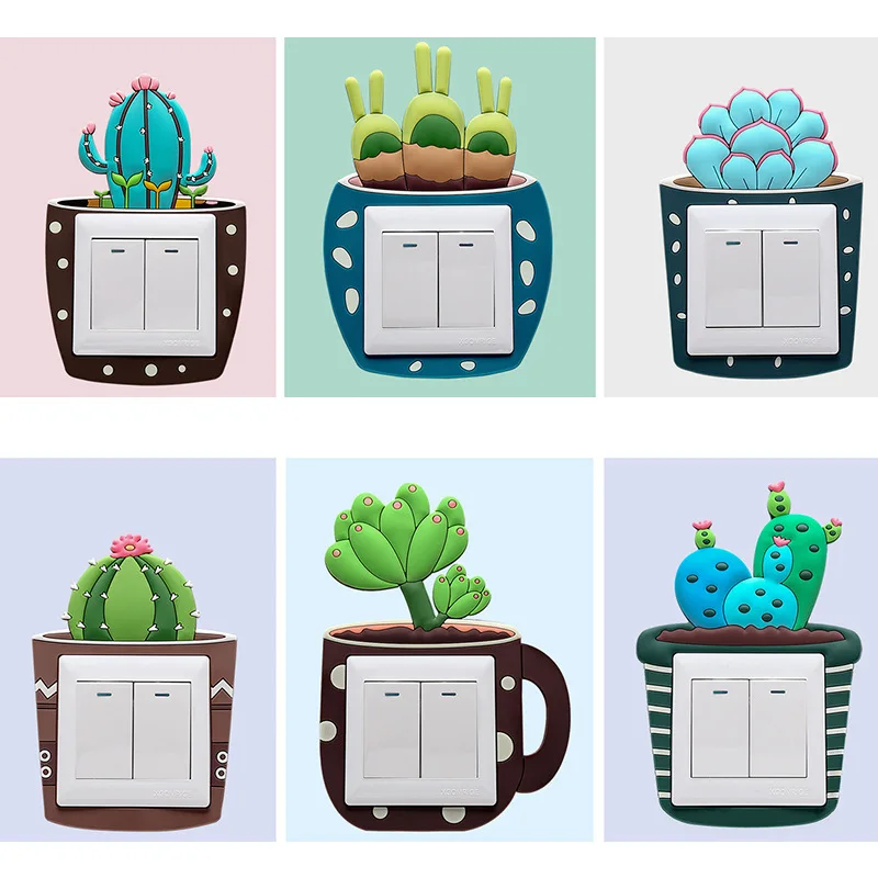 Креативная 3D настенная наклейка силиконовая панель переключателя растений