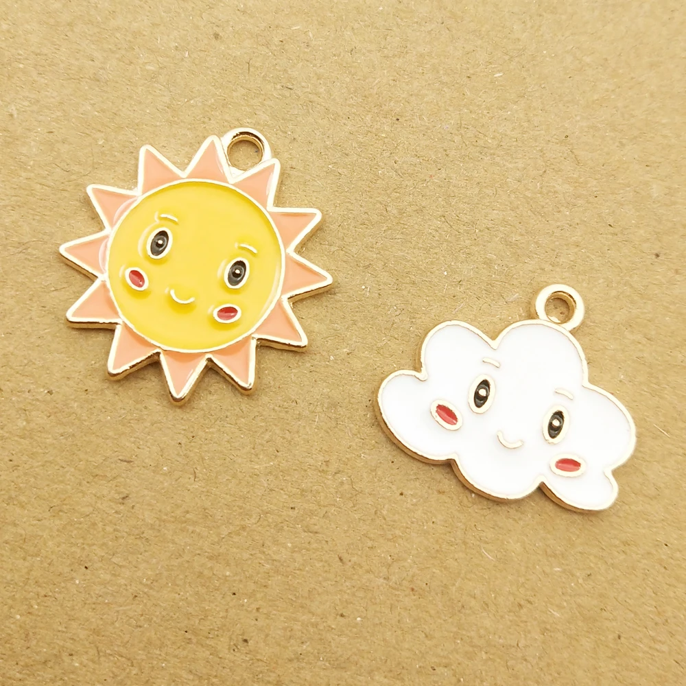 10 шт. улыбка солнца облаков Эмаль Подвески для ювелирные изделия делая модные