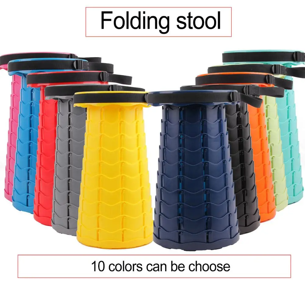 

Outdoor Retractable Stool Folding pocket Chiar Portable Camping accessories Convenient Fishing plastic Chairs Foldable small