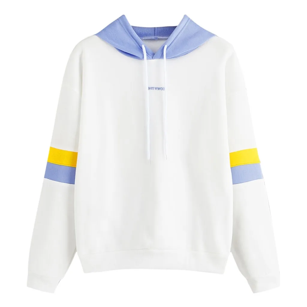 Модный женский топ с круглым вырезом толстовка капюшоном Повседневная Свободная