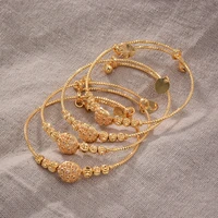 4pcs 24k african arab kids babygirls jewelry gold color bangles for kids bangle bracelets ethiopian jewelry for children