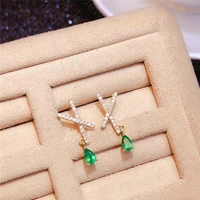 the new natural emerald earrings 925 silver inlaid natural emerald womens earrings high end luxury atmosphere