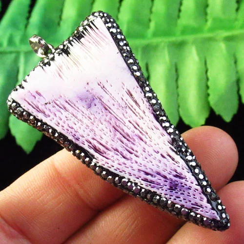 

Pave Crystal Wrapped Natural Purple Coral Triangle Pendant Bead 57x32x8mm SK60020