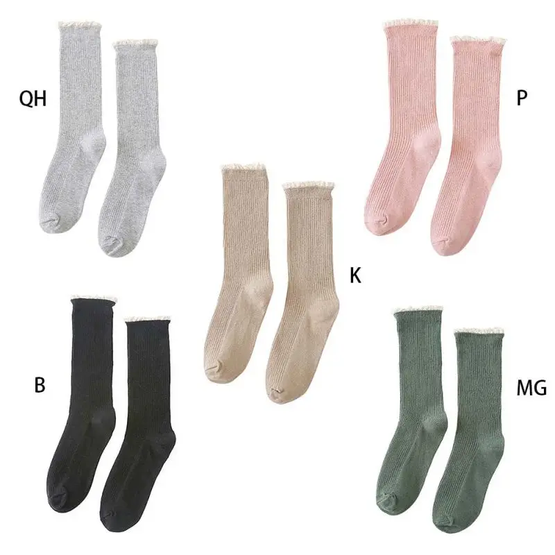 

Women Autumn Winter Lace Small Lace Solid Color Harajuku Female Ankle Socks