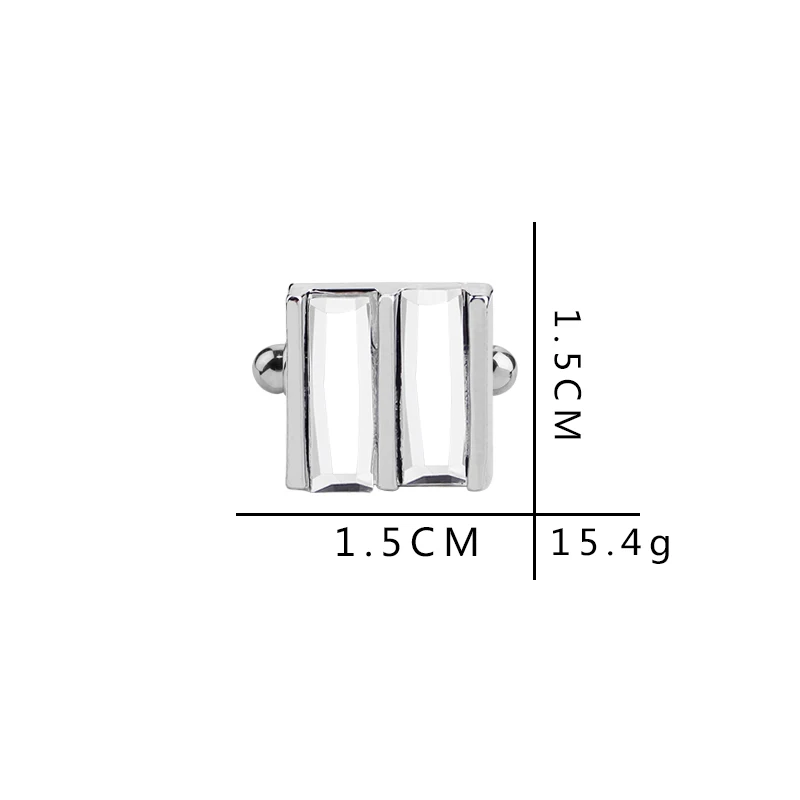Мужские стеклянные запонки квадратные с кристаллами высокого качества |