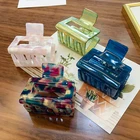 Женские акриловые заколки для волос с леопардовым принтом, большие геометрические заколки для волос из ацетатного акрила, аксессуары для волос