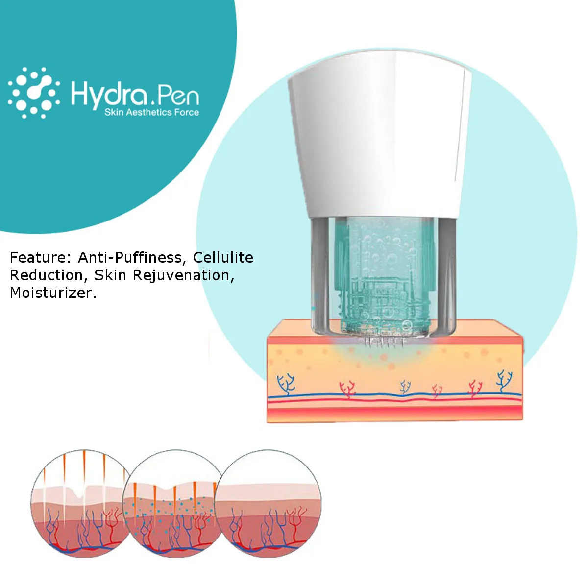 

Wireless Hydra Pen H2 Professional Hydrapen Roller Pen Automatic Serum Applicator With Nanos Anti-Puffiness Skin Care Tool