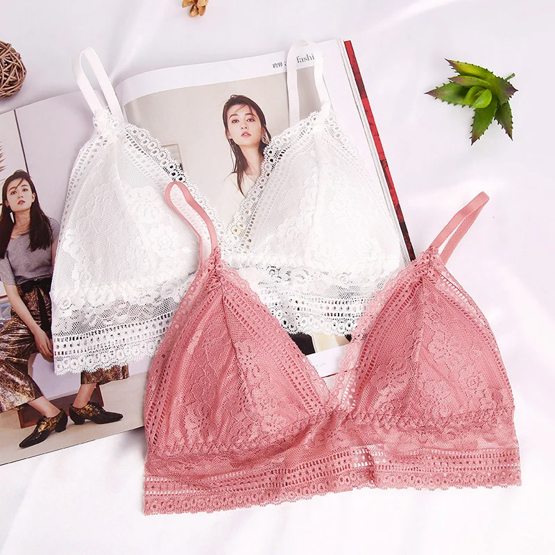 Бюстгальтер женский кружевной без косточек тонкий мягкий Бралетт с глубоким