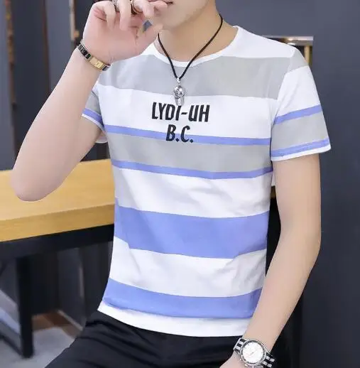 

Летняя новая мужская футболка для учащихся средней школы, модная футболка с коротким рукавом для студентов, для самостоятельного культивир...