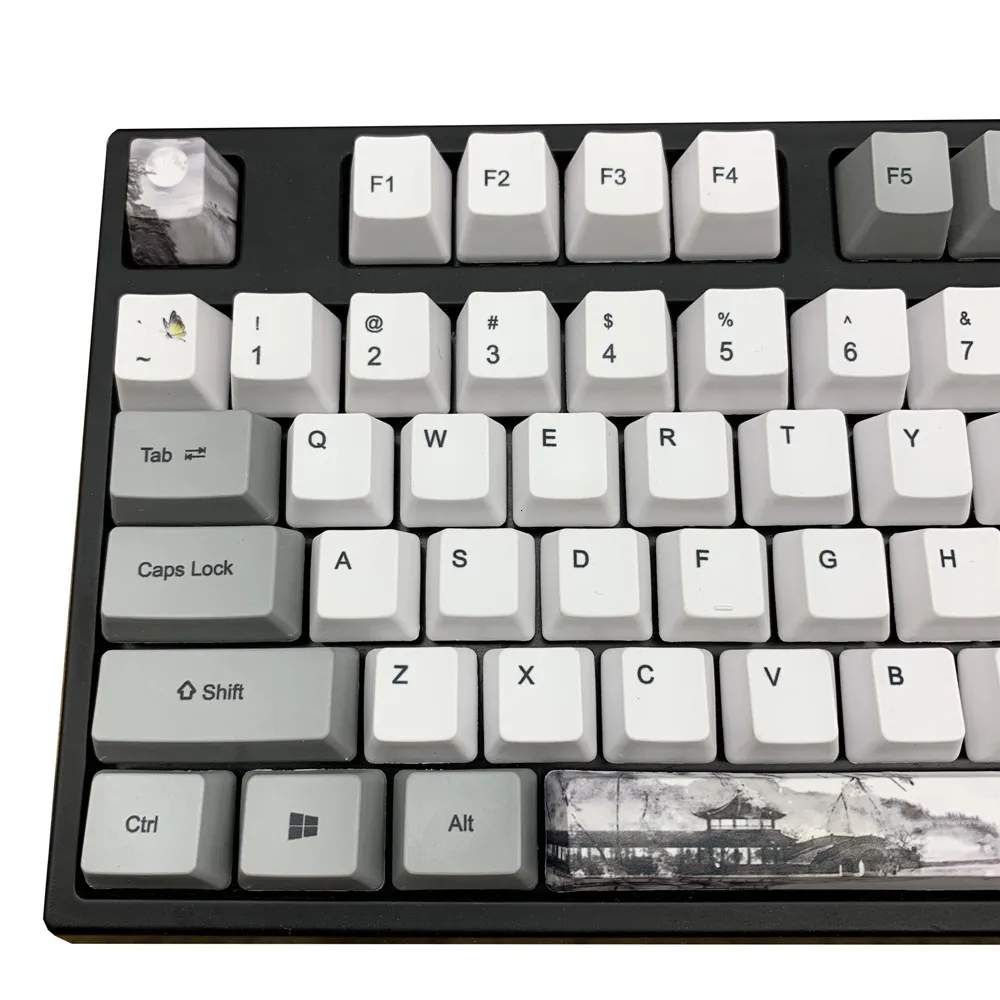 Китайский колпачок для клавиш с чернилами рисования PBT 5 боковых красителей