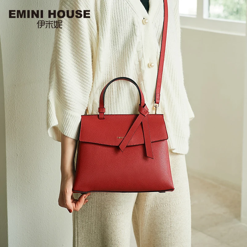 EMINI HOUSE 2 размера с бабочкой роскошные сумки женские сумки дизайнерские личи зерна Сплит кожа Сумка через плечо сумки через плечо для женщин
