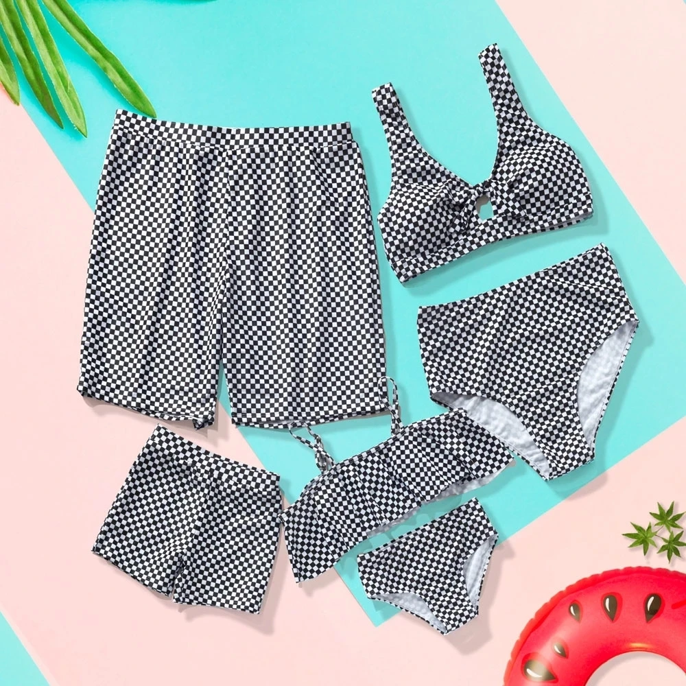 

2020 Family Matching One Piece Swimwear Women Mother Daughter Bikini Kid Son Girl Swimsuit Bathing Suit Maillot De Bain Feminino