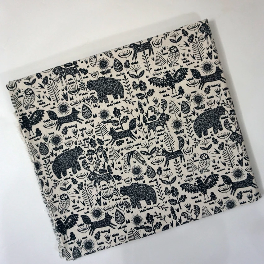 Amazon лес лиса медведь птицы ручной работы пэчворк хлопок холст ткань швейная