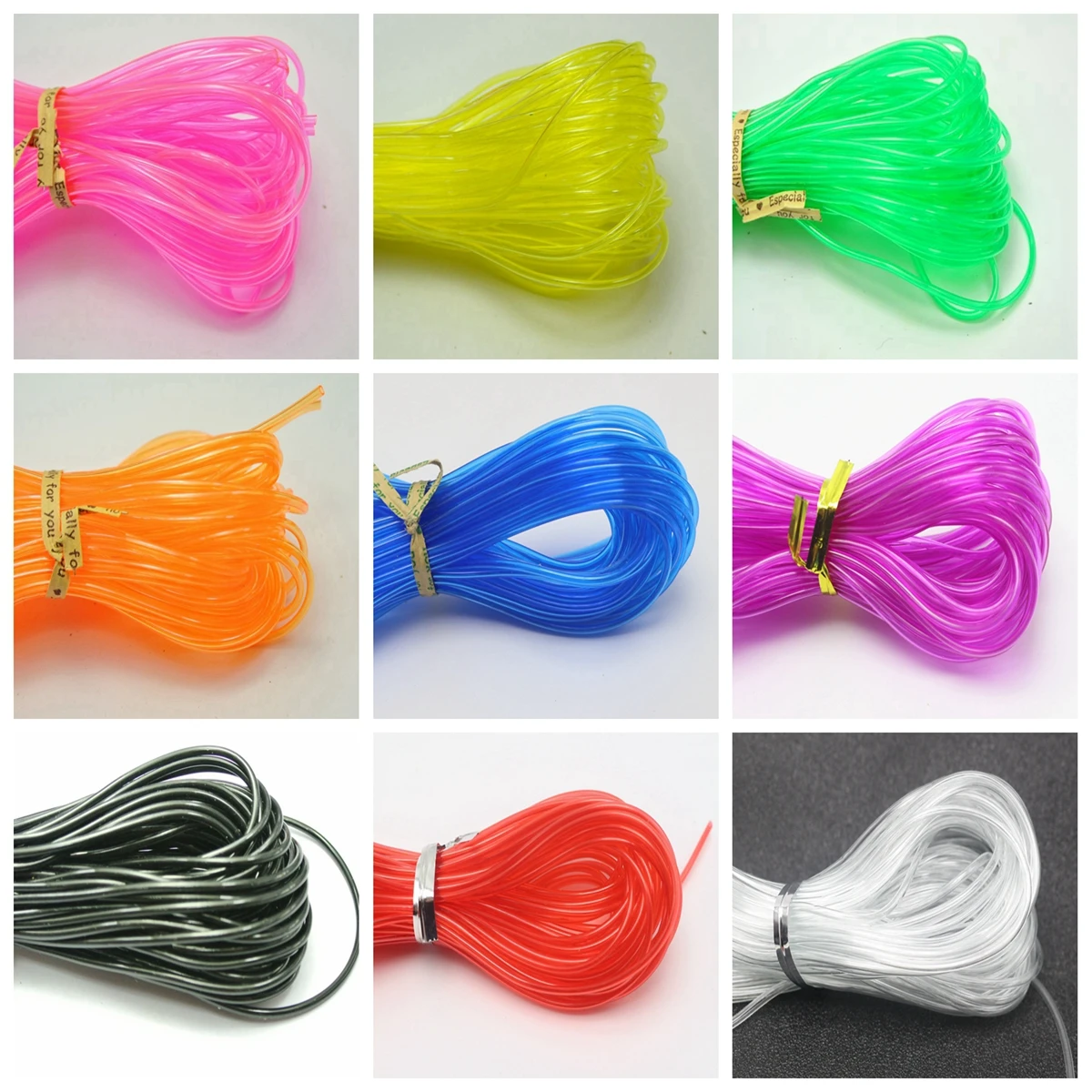 

10 Meter Transparent 2mm Hollow Rubber Tubing Jewelry Cord Cover Memory Wire