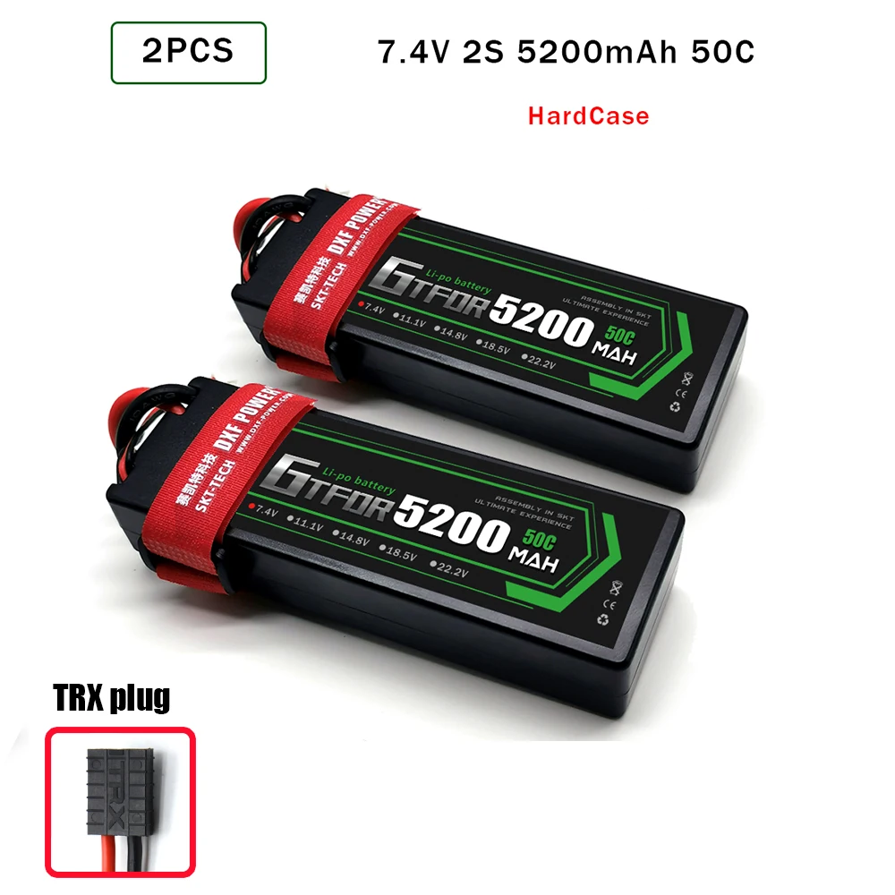 2PCS2S5200hardTRX GTFDR Батарея Lipo 2S 4S 7,4 V 14,8 V 5200 7000mah 6500 45C 60C 100C MAX 200C Жесткий Чехол для 1:8 1:10 RC багги Truggy автомобиля - Цвет: 2PCS2S5200hardTRX