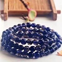 natural blue dichroite cordierite iolite stone 3 laps bracelet 6 5mm iolite beads women charm crystal bead bracelet aaaaa