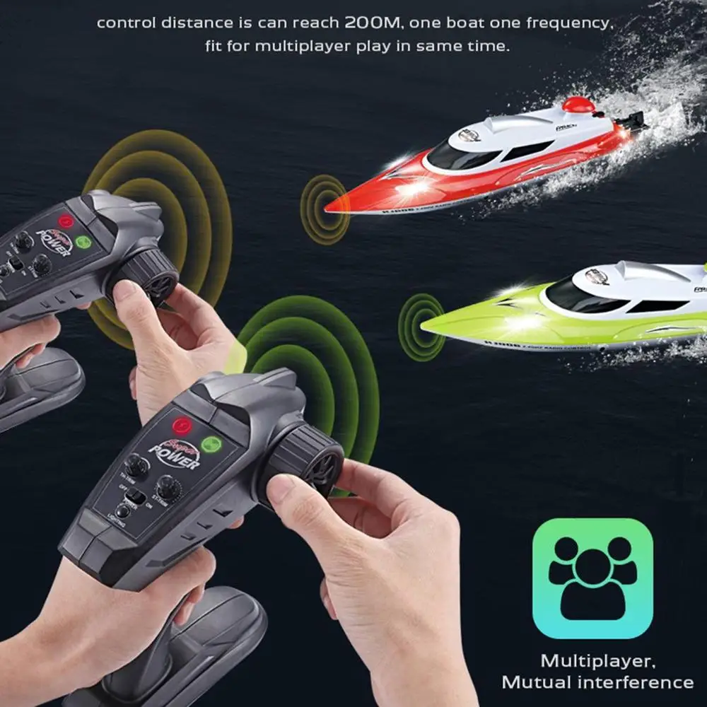 Скоростная радиоуправляемая лодка скоростная с двойным мотором и дистанционным