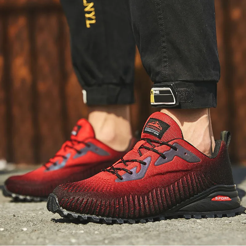 

Sports Sneakers For Men Trail Running Shoes Male Resist Wear Breathable Knit Non-slip Gym Athletic Shoes Jogging Walking Outdoor