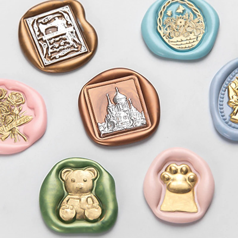 

Bear Wax Seal Stamp Fruit Flowers Pattern Seal Retro Stamp Head Envelopes Wedding Invitations Decorative Gift Dies Scrapbooking