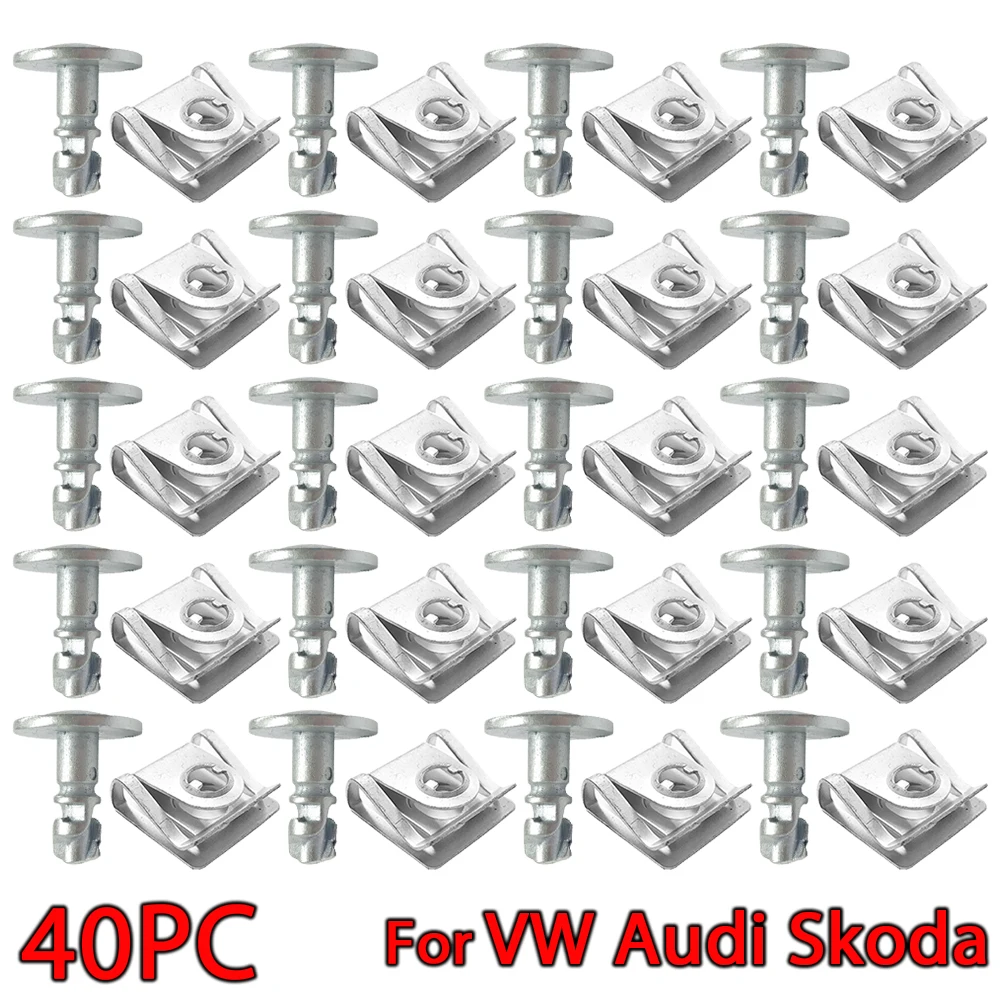 

40PC Engine Under Gearbox Cover Clips Undertray Body Splash Guard Screw For Audi A3 A4 B6 B7 A6 A8 TT VW Passat B5 SKODA Superb