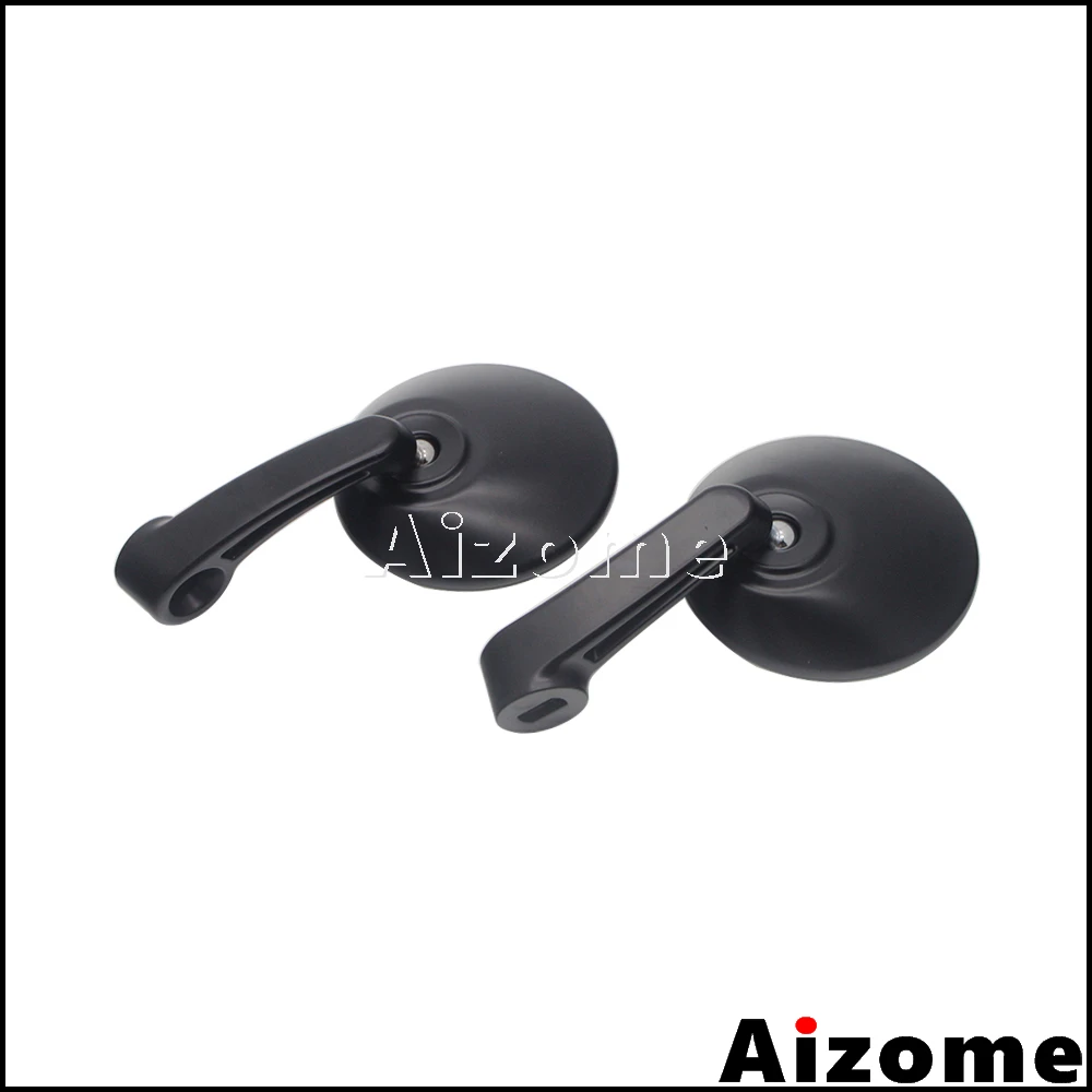 

2x Motorcycle Black Aluminum Round Rearivew Mirrors Handlebar End Mounting Side Mirrors For Harley Cafe Racer Suzuki Triumph BMW