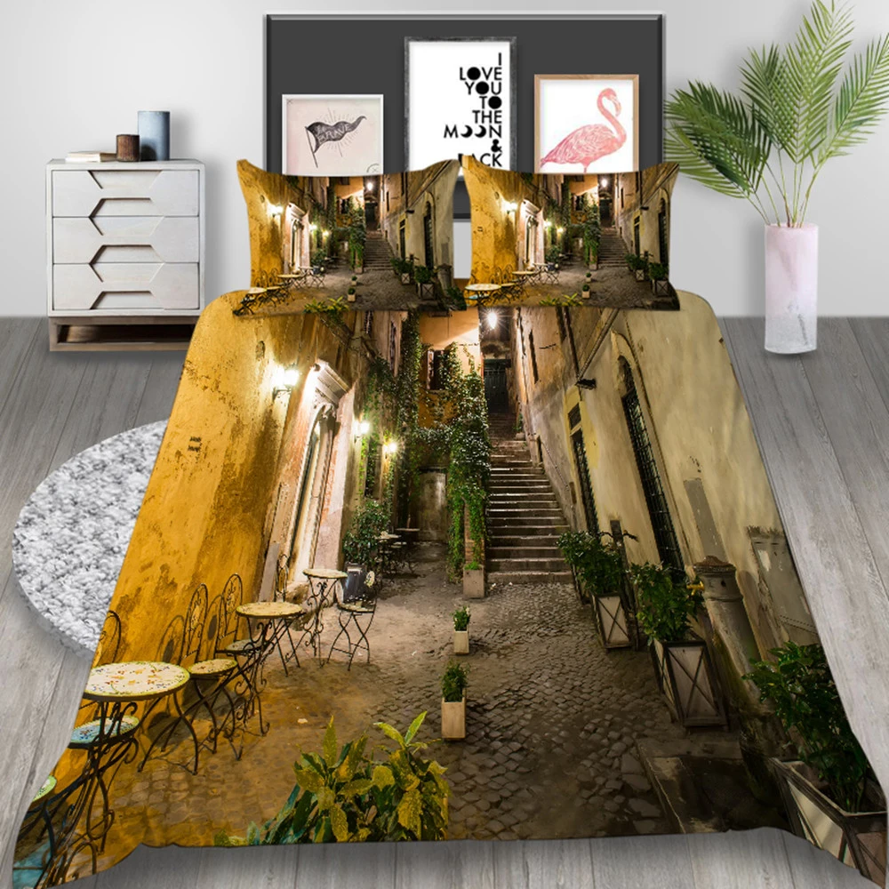 

Постельное белье, постельное белье в стиле древней аллеи, Модный комплект постельного белья в стиле ретро, 3D пододеяльник, королева, двойная...