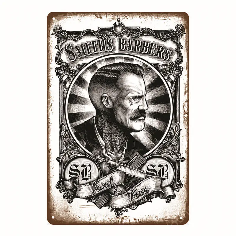 Barber Shop Metal Signs Haircuts And Shaves Advertising Decorative Board Home Wall Decor Hairdresser Gift Vintage Poster YI-165 - Цвет: YD7796BI