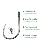 TIANNSII 100 шт. круглая рыболовная крючок 3 #-12 # рыболовные крючки из высокоуглеродистой стали с острыми зазубринами, смещенная узкая приманка, искусственная приманка