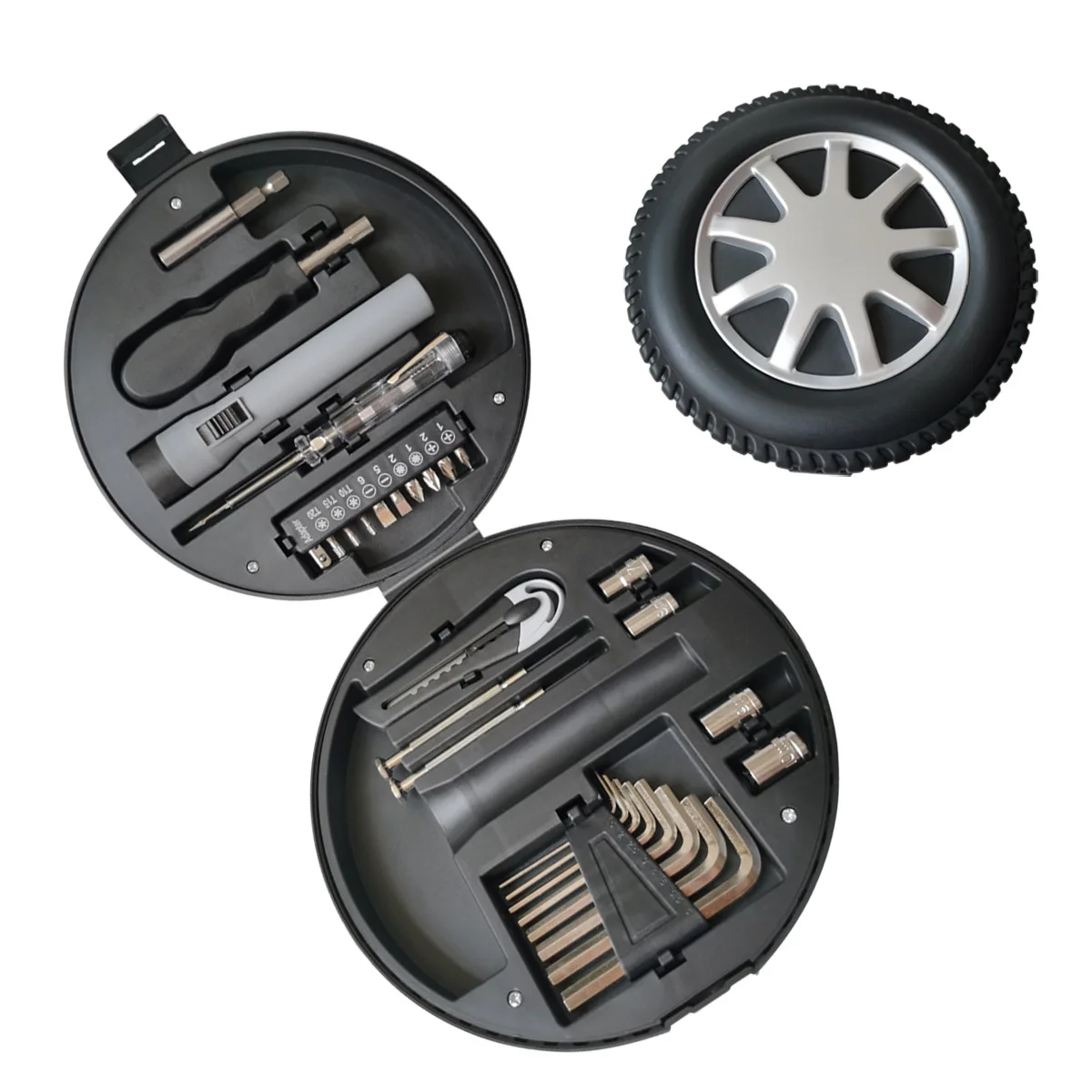 

29Pcs Hand Tool Set Portable General Household Repair Hand Tool Kit Tire Shape Toolbox Storage Case Creative Gifts