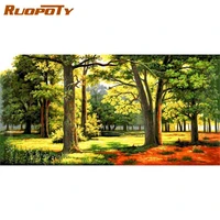 ruopoty 60x120cm frame diy painting by numbers green forest landscape acrylic paint by number calligraphy painting large size