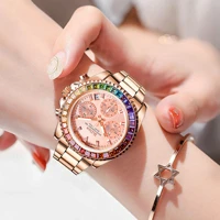biden 3 dial women automatic watch fashion quartz wristwatches stainless steel watches diamond bracelet relogio feminino
