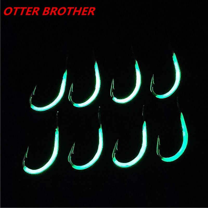 10 шт./лот светящийся рыболовный крючок с бородкой из высокоуглеродистой стали 9 #