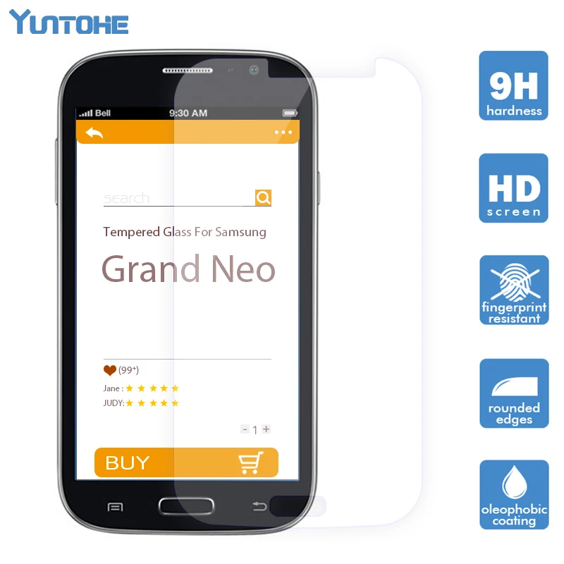 Закаленное стекло для Samsung Galaxy Grand Neo Plus I9060 500 Duos I9082 0 3 Super 2.5D Screen Proof 9060 шт./лот 9082 мм|