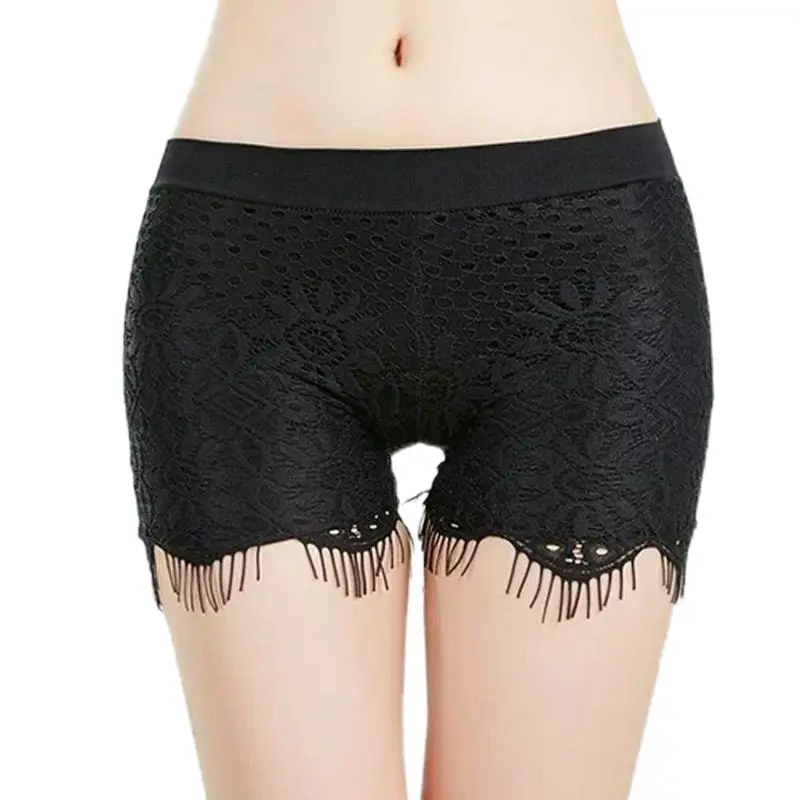 

Женская летняя обувь бесшовные Безопасность брюки вышивка ресниц кружево с цветочным мотивом с кисточками, без шнуровки, с анти-открытые ле...